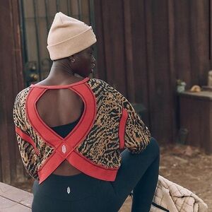 NWOT Free People “My Time” long sleeve printed tee.